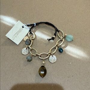Coldwater Creek Gold Bracelet with Green and Blue Accents